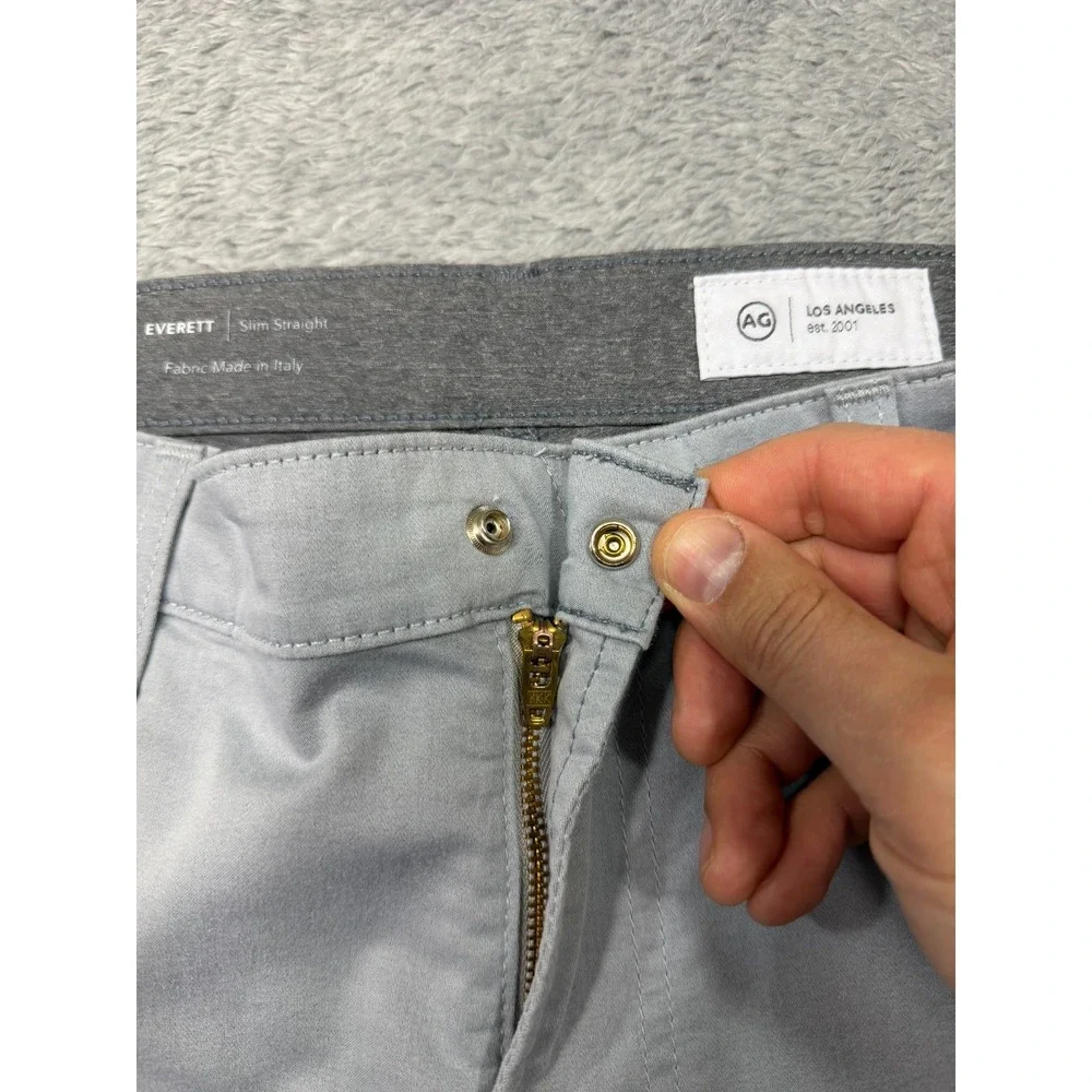 AG Adriano Goldschmied Everett Slim Straight Pants 36x34 Gray Made In Italy